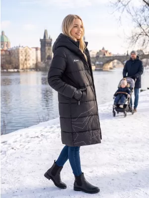 Дамско палто KIXMI VENECIA ЧЕРНО/БЯЛО
