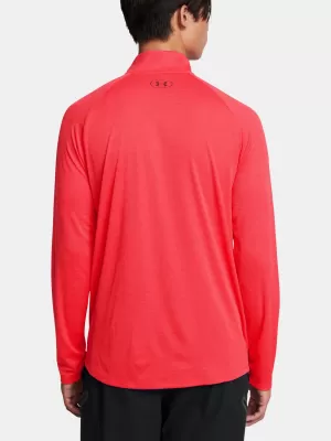 Мъжка тениска UNDER ARMOUR UA TECH TEXTURED 1/2 ZIP ЧЕРВЕНО