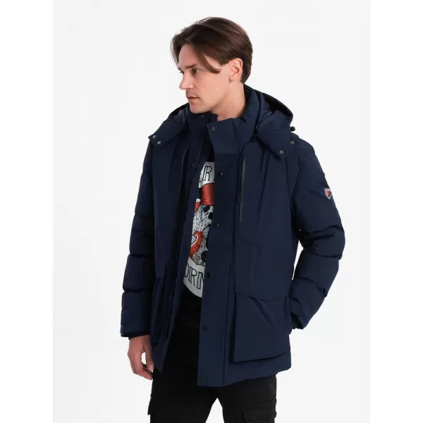  Мъжко зимно яке OMBRE OM-JAHP-0306 ТЪМНО СИНЬО 