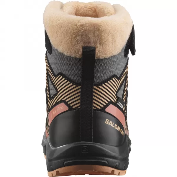  Детски обувки SALOMON XA PRO V8 WINTER WATERPROOF J КАЛАЕНО/ЧЕРНО/ПРАСКОВЕН МЪХ 