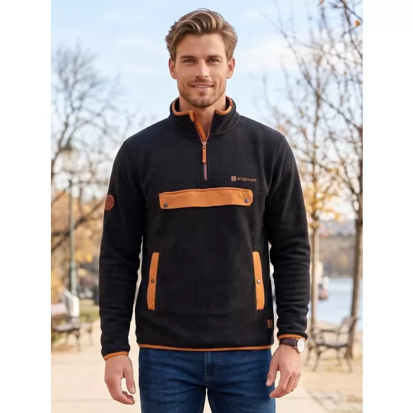  Мъжки поларен суичър ALTISPORT GARM ЧЕРНО/КАФЯВО 