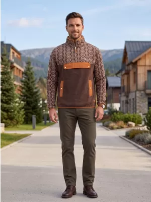 Мъжки поларен суичър ALTISPORT GARM КАФЯВО