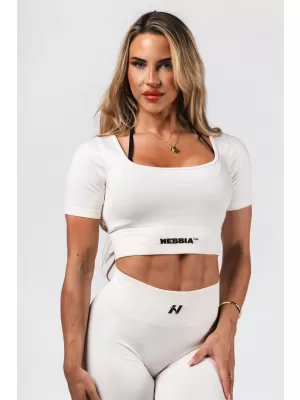 Оформящ безшевен кроп топ FLOW SEAMLESS 499 CREAM Nebbia