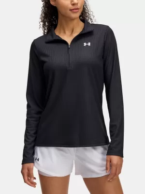 Дамска тениска UNDER ARMOUR TECH RIB 1/2 ZIP 1389857-001 ЧЕРЕН