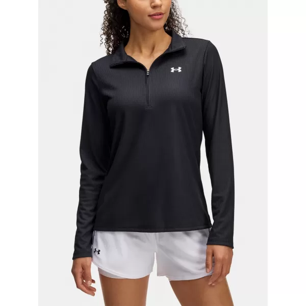  Дамска тениска UNDER ARMOUR TECH RIB 1/2 ZIP 1389857-001 ЧЕРЕН 