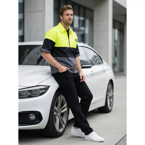  Мъжка премиум риза ALTISPORT VOJ/ALM051KOS01 НЕОНОВО ЖЪЛТО/СИВО 