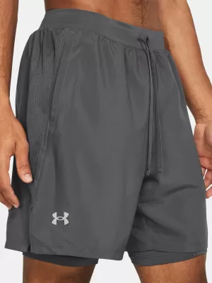 Мъжки шорти UNDER ARMOUR UA LAUNCH 7'' 2-IN-1 SHORTS 1382641-025 СИВО