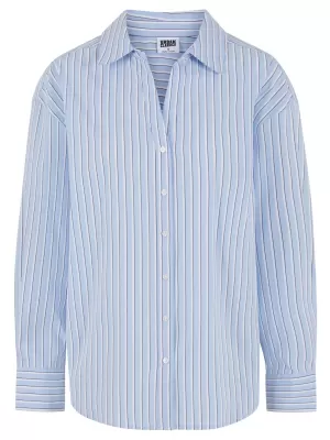Dámská blůza URBAN CLASSICS TB7176 POWDER BLUE/WHITE