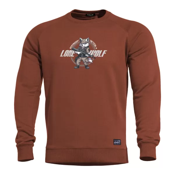  Суичър PENTAGON HAWK SWEATER LONE WOLF K09019 КЕСТЕНЯВО ЧЕРВЕНО 