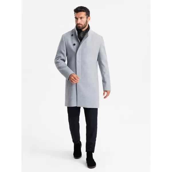  Мъжко палто OMBRE OM-COWC-0141 СИВ МЕЛАНЖ 