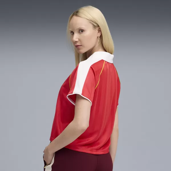  Дамско трико PUMA T7 RELAXED FOOTBALL JERSEY 63215711 ЗА ВСИЧКИ ВРЕМЕНА ЧЕРВЕНО 