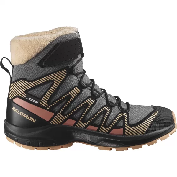  Детски обувки SALOMON XA PRO V8 WINTER WATERPROOF J КАЛАЕНО/ЧЕРНО/ПРАСКОВЕН МЪХ 