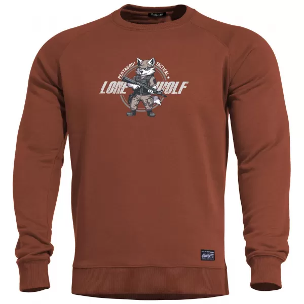  Суичър PENTAGON HAWK SWEATER LONE WOLF K09019 КЕСТЕНЯВО ЧЕРВЕНО 