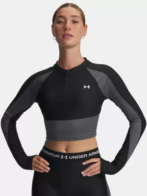 Дамска тениска UNDER ARMOUR UA HG RIB 1/4 ZIP 6003981-004 ЧЕРЕН