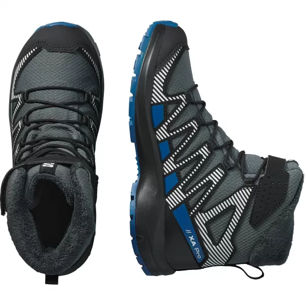  Детски обувки SALOMON XA PRO V8 WINTER WATERPROOF J ТУРБУЛЕНЦИЯ/ЧЕРНО/ТЪМНО СИНЬО 