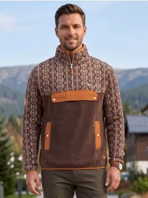 Мъжки поларен суичър ALTISPORT GARM КАФЯВО