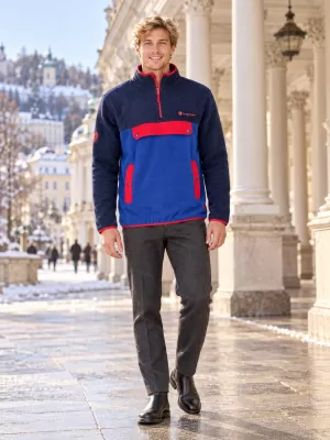 Мъжки поларен суичър ALTISPORT GARM СИНЬО/ЧЕРВЕНО