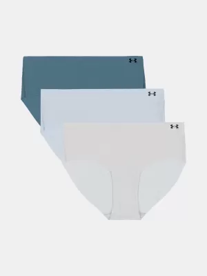Дамски бикини UNDER ARMOUR UA PURE STRETCH NS HIP - 3PK 1383895-453 СИНЬО СПОКОЙСТВИЕ