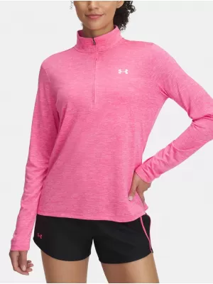 Дамска тениска UNDER ARMOUR TECH 1/2 ZIP- TWIST 1384225-672 РОЗОВО