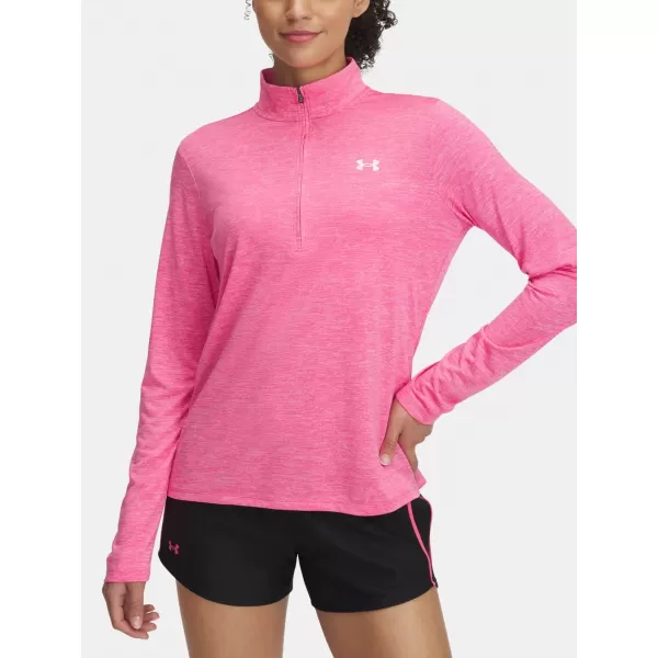  Дамска тениска UNDER ARMOUR TECH 1/2 ZIP- TWIST 1384225-672 РОЗОВО 