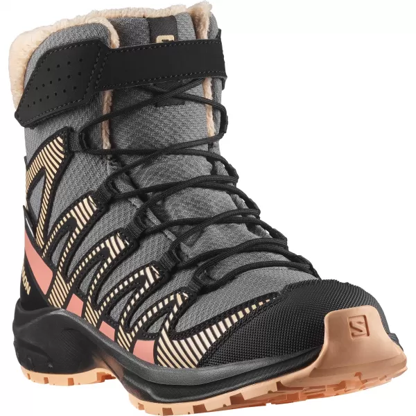  Детски обувки SALOMON XA PRO V8 WINTER WATERPROOF J КАЛАЕНО/ЧЕРНО/ПРАСКОВЕН МЪХ 