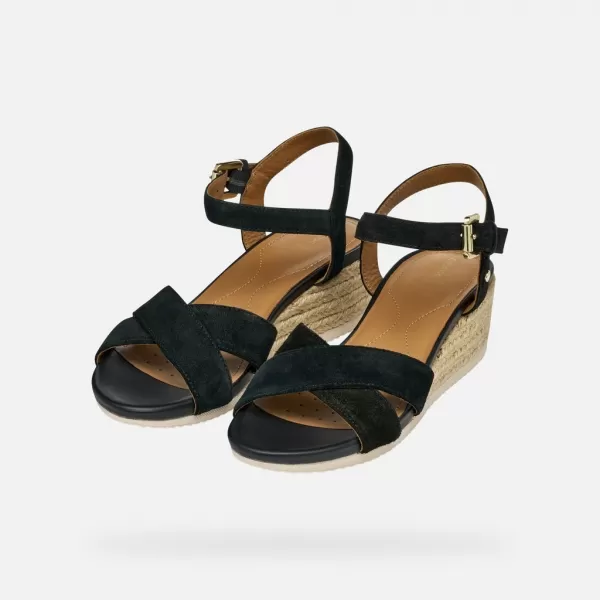  Дамски сандали GEOX ISCHIA CORDA G000706 ЧЕРЕН 