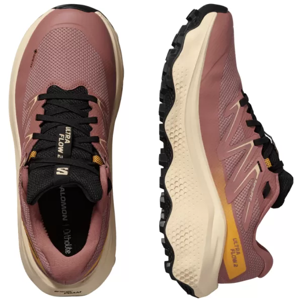  Дамски обувки SALOMON ULTRA FLOW 2 GTX W L47884500 ТРЕВА/НЕЖНА ПРАСКОВА/ТОПЛА КАЙСИЯ 