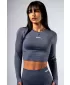 Безшевен кроп топ с дълги ръкави POWER 892 GREY Nebbia