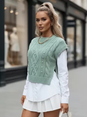 Дамски пуловер DSTREET MY2218 СВЕТЛО ЗЕЛЕНО