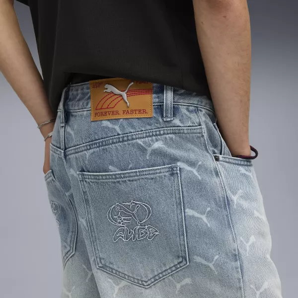  Мъжки панталон PUMA ROCKY LASER MONOGRAM DENIM 633428-01 ИЗБЕЛЯЛ ДЕНИМ/AOP 