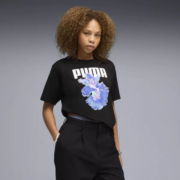  Дамска тениска PUMA GRAPHICS RELAXED TEE BETTER 691908_01 ПУМА ЧЕРНА 