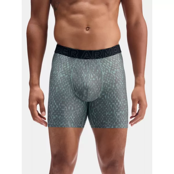  Мъжки боксерки UNDER ARMOUR UA PERFORMANCE TECH - PRINT 6IN - 1PK 1383875-477 СИНЬО 