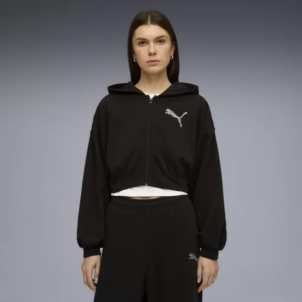  Дамски суичър PUMA ESS GRAPHIC BEDAZZLED HOODIE 635394_01 ПУМА ЧЕРНА 