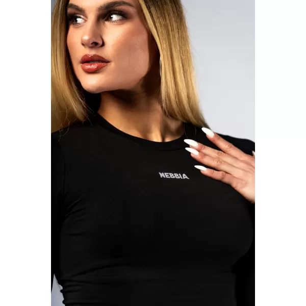  Безшевен кроп топ с дълги ръкави POWER 892 BLACK Nebbia 