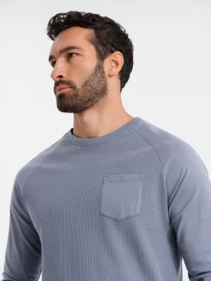 Мъжка тениска OMBRE OM-LSCL-0109 СИН ДЕНИМ