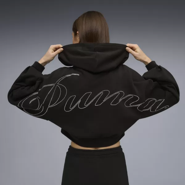  Дамски суичър PUMA ESS GRAPHIC BEDAZZLED HOODIE 635394_01 ПУМА ЧЕРНА 