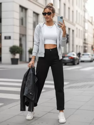 Дамски панталон DSTREET UY2868 ЧЕРЕН