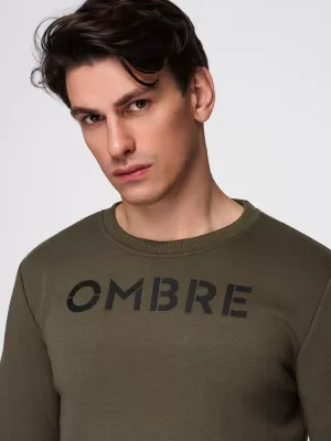 Мъжки суичър OMBRE B1711 ТЪМНА МАСЛИНА