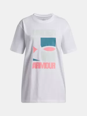 Тениска за момиче UNDER ARMOUR UA G BLOCK LOGO OS SS 6009720-100 БЯЛО