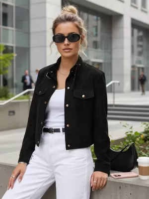 Дамско яке DSTREET TY5668 ЧЕРЕН