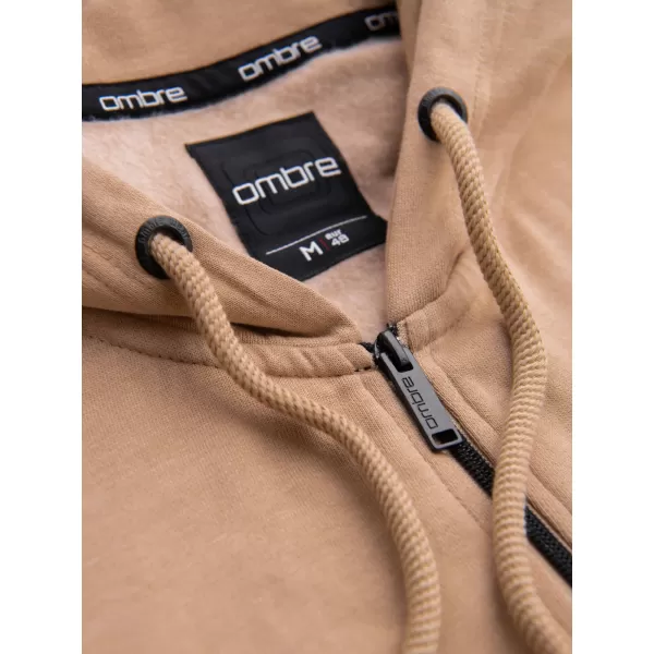  Мъжки суичър OMBRE OM-SSZP-0256 ПЯСЪК 