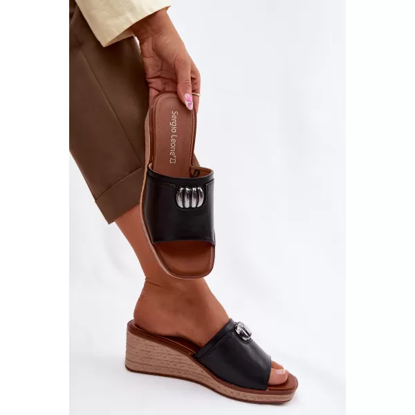  Дамски чехли SERGIO LEONE KL325 ЧЕРЕН 