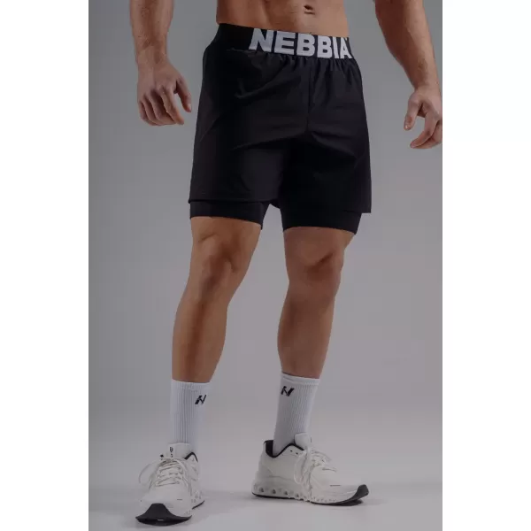  Двуслойни тренировъчни шорти NEBBIA PRIMAL 878 ЧЕРЕН 