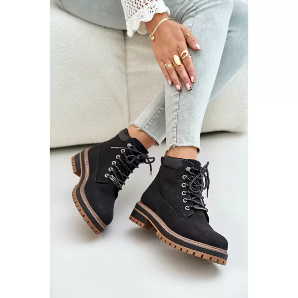  Дамски боти до глезена BIG STAR SHOES OO274A290 ЧЕРЕН 