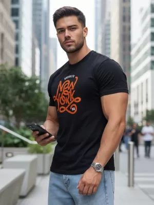 Мъжка тениска DSTREET RX5368 ЧЕРЕН