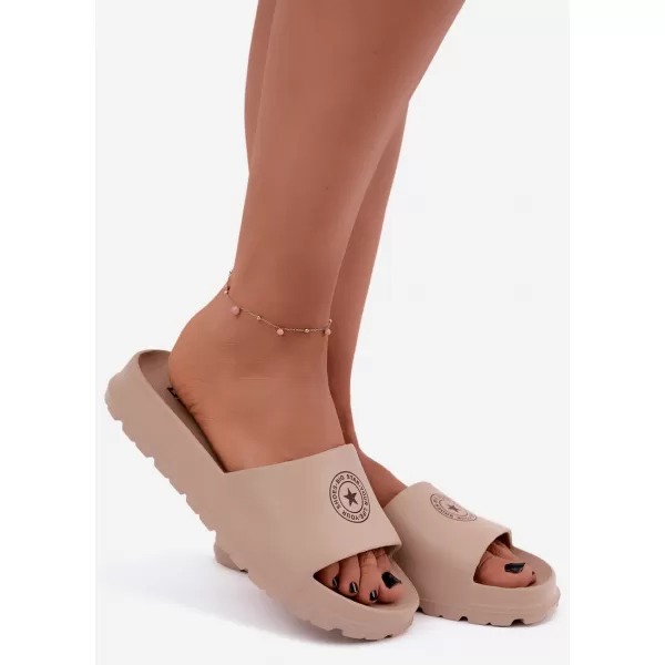  Дамски чехли BIG STAR SHOES UU274074 НЮАНСИ НА КАФЯВО И БЕЖОВО 