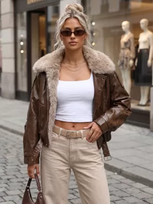 Дамско яке DSTREET TY5708 КАФЯВО