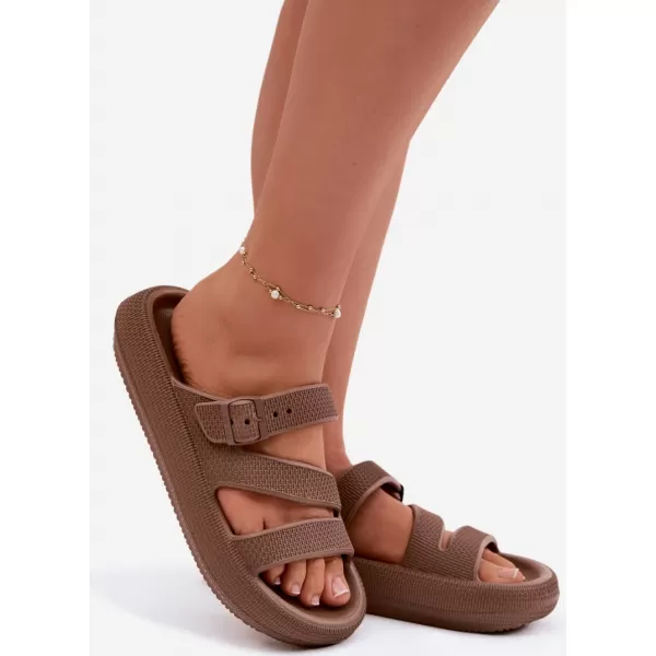  Дамски чехли BIG STAR SHOES 42155-19 КАФЯВО/БЕЖОВО 