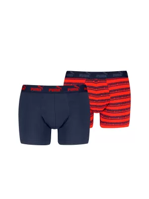 Мъжки боксерки PUMA ELEMENTS MEN STRIPED BOXERS 2P 93884205 ЧЕРВЕНО/МОРСКО СИНЬО