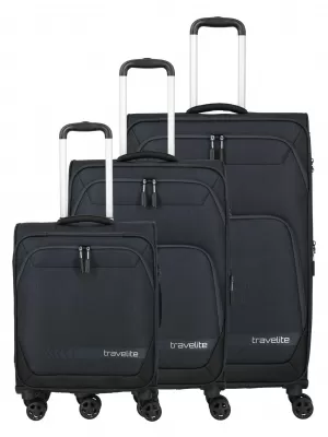 Комплект куфари TRAVELITE Kick Off 4w S, M exp, L exp АНТРАЦИТ